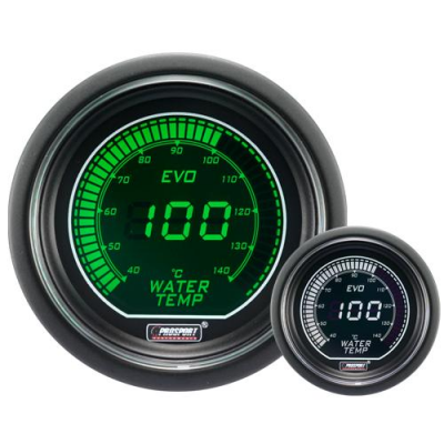 ProSport gauge water temp - 52 mm - EVO - White/Green ProSport gauge water temp - 52 mm - EVO - White/Green