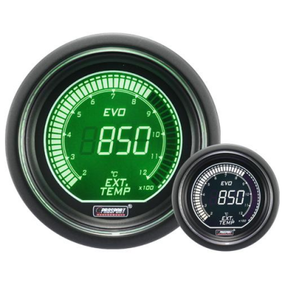 Prosport EVO gauge Exhaust Gaz Temperature 52mm - EVO - EGT White-Green Prosport EVO gauge Exhaust Gaz Temperature 52mm - EVO - EGT White-Green