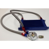 Kit plaque adaptateur filtre à huile & tuyaux radiateur d'huile (caoutchouc  tressé inox) - V/A MotorSport